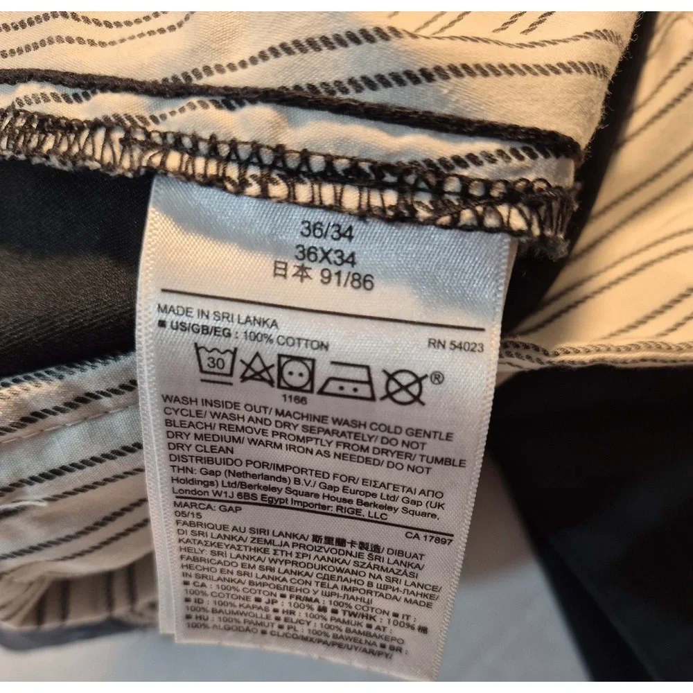 GAP Straight Leg Jeans Mens 36x34 Relaxed Clean Khaki True Black Zip‎ Fly